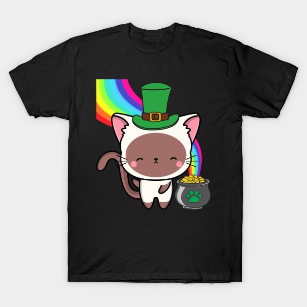 Funny white cat celebrates st patricks day T-Shirt by Pet Station